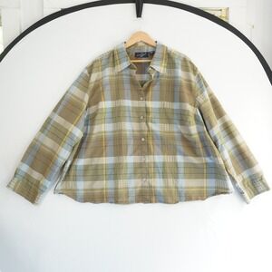 Giselle Apparel‎ Plaid Button Up Shirt Long Sleeve Career Casual 4X